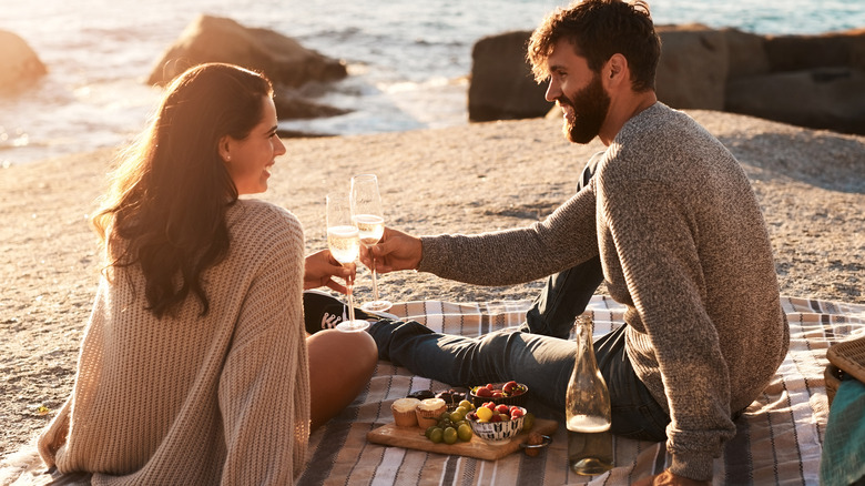 Couple enjoying picnic date