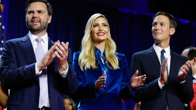 J.D. Vance, Ivanka Trump, and Jared Kushner attend Donald Trump's victory speech.