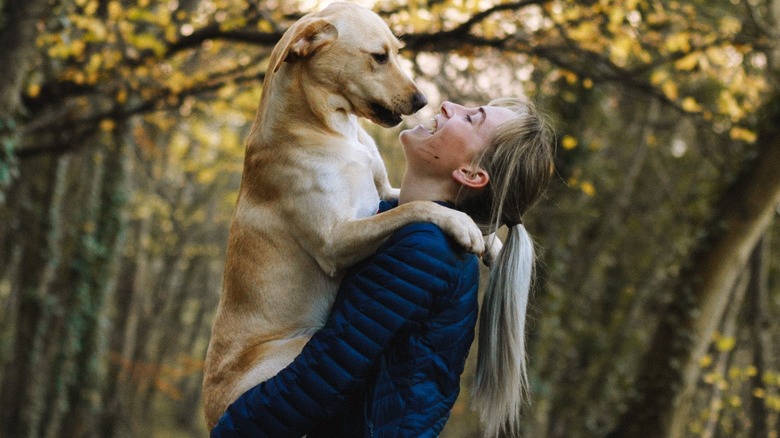 woman and her dog