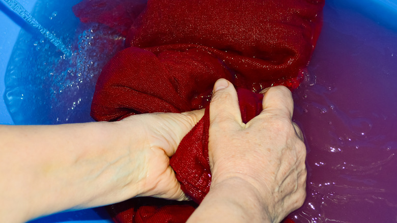 Hand-washing a sweater 