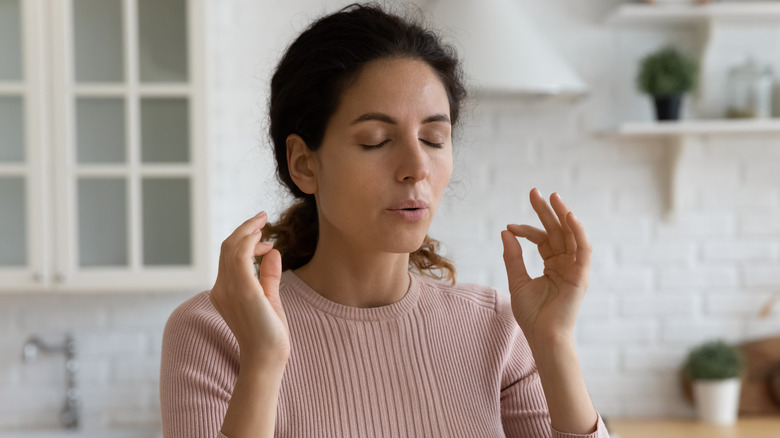 woman breathing