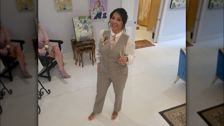 smiling woman in a suit