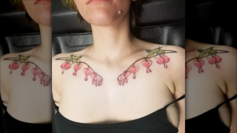 bleeding hearts collarbone tattoo