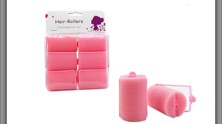 Pink sponge hair curlers