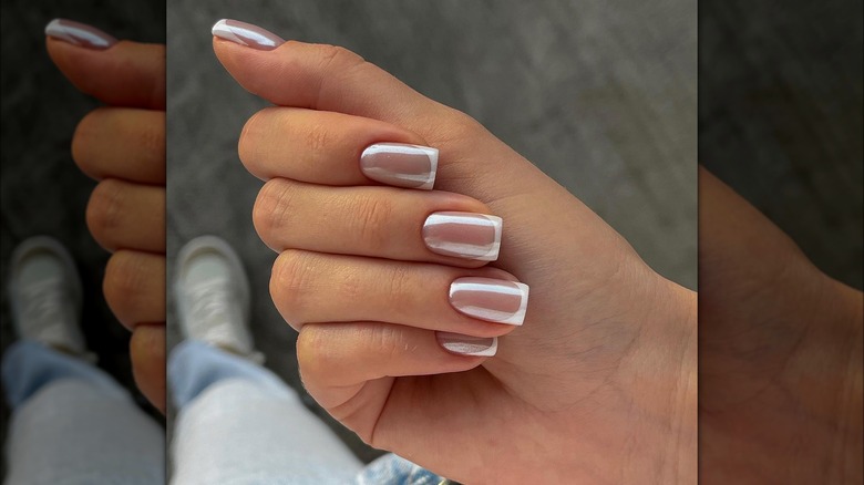 Chrome French manicure