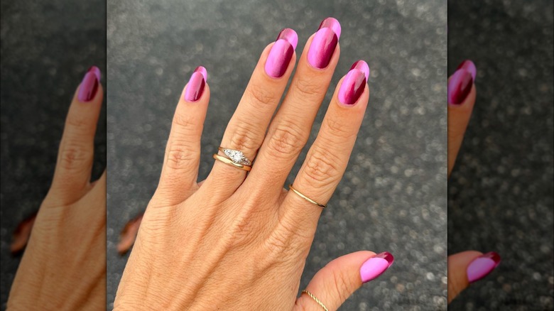 Pink optical illusion French manicure