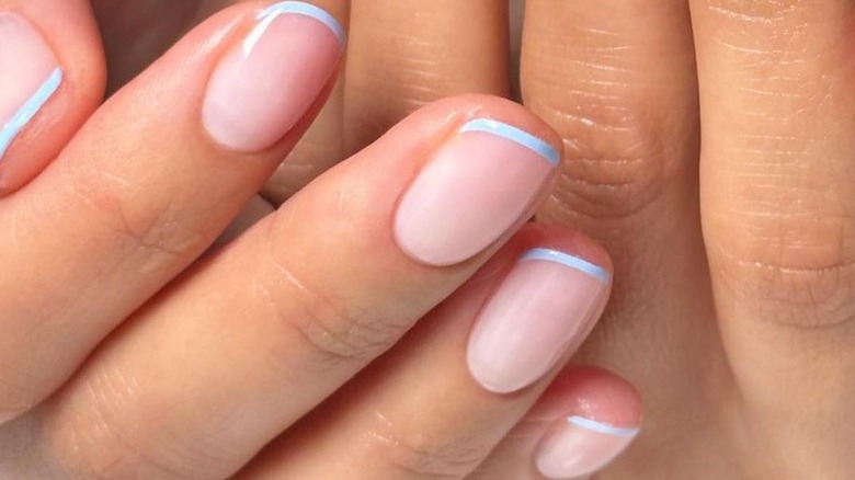 Blue French tip nails