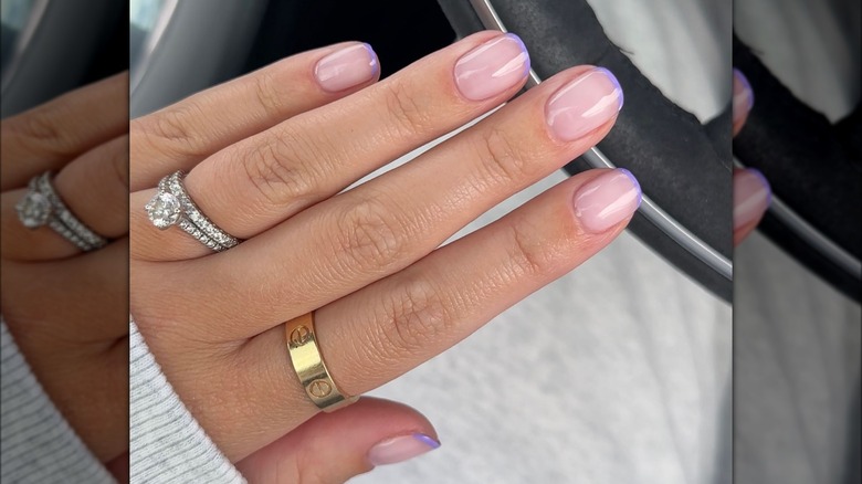 Purple French manicure