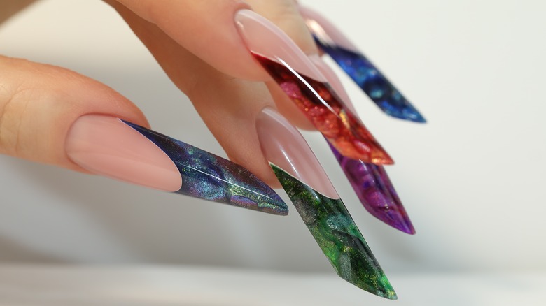 Galaxy French tip nails