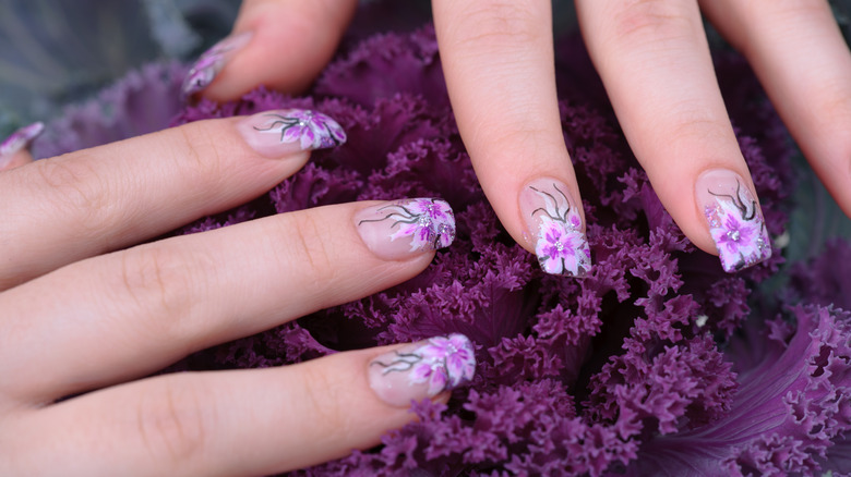 Floral French manicure