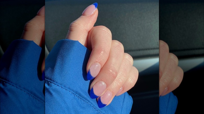 Blue French manicure