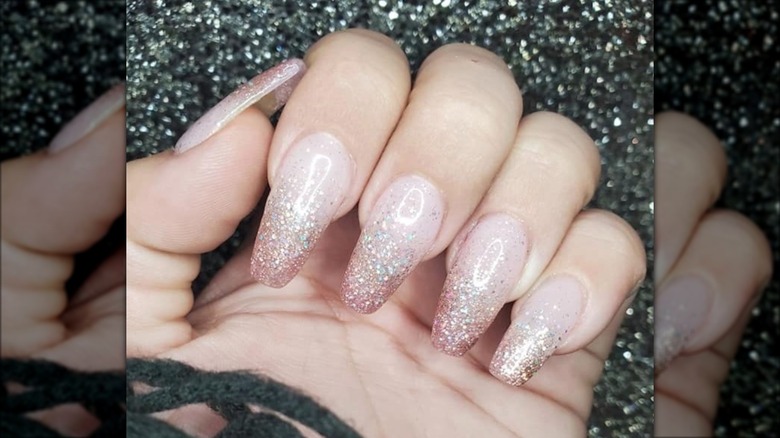 Colorful glitter fade nails