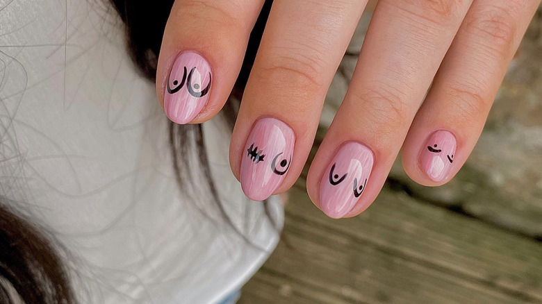 Breast cancer awareness nail art