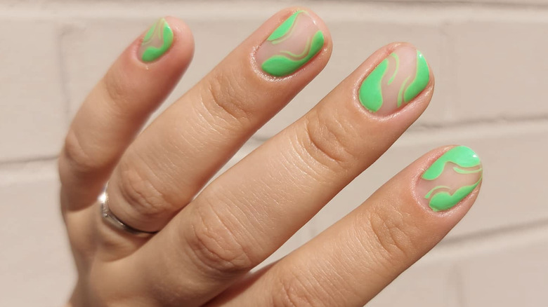 Neon green negative space nails