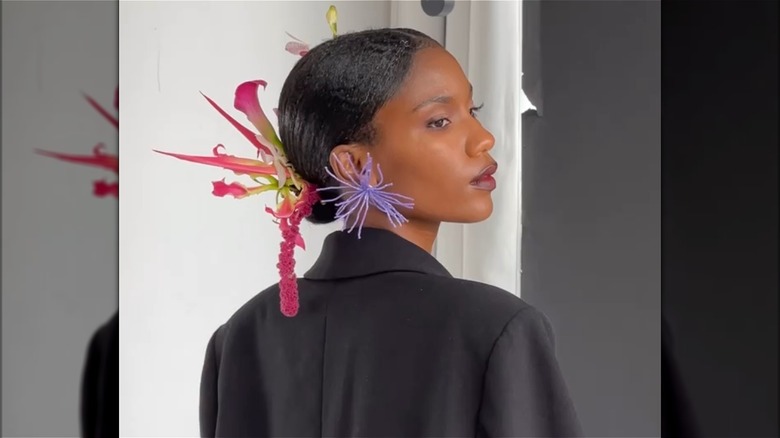 Woman with an embellished sleek bun