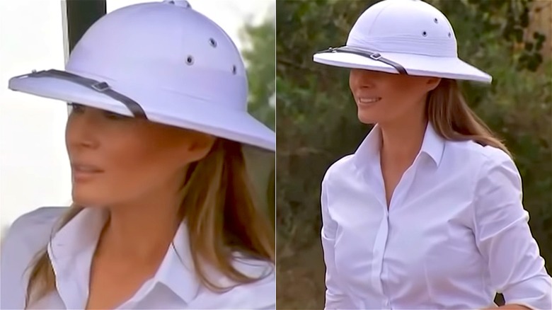 Melania Trump wearing pith helmet