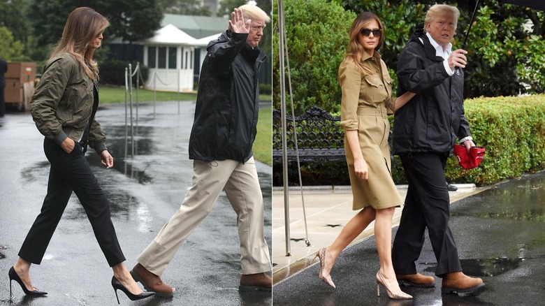 Donald and Melania Trump after Hurricane Harvey