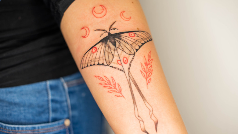 Red moon tattoos butterfly