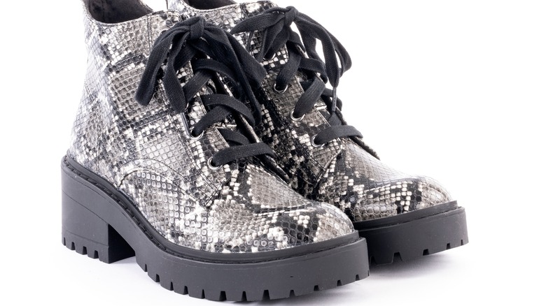 Snakeskin lug-sole boots