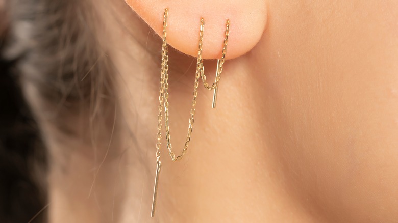 threaded ear chain