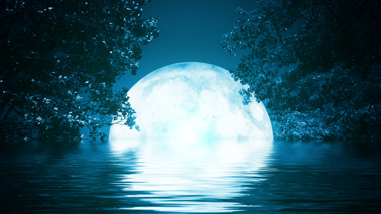 full moon over water