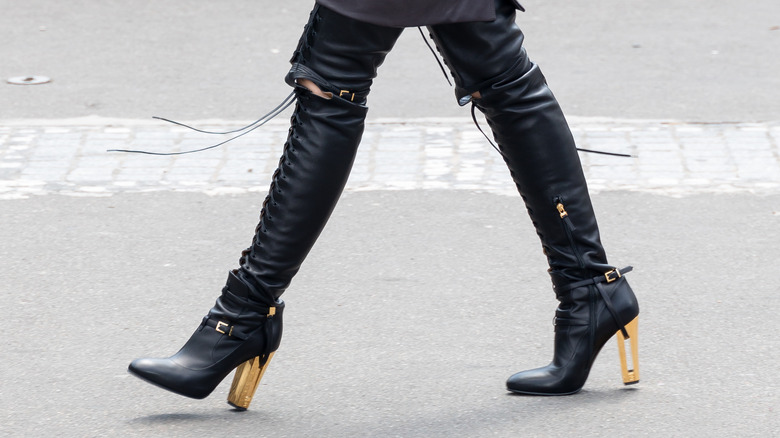 Tall lace-up knee-high boots