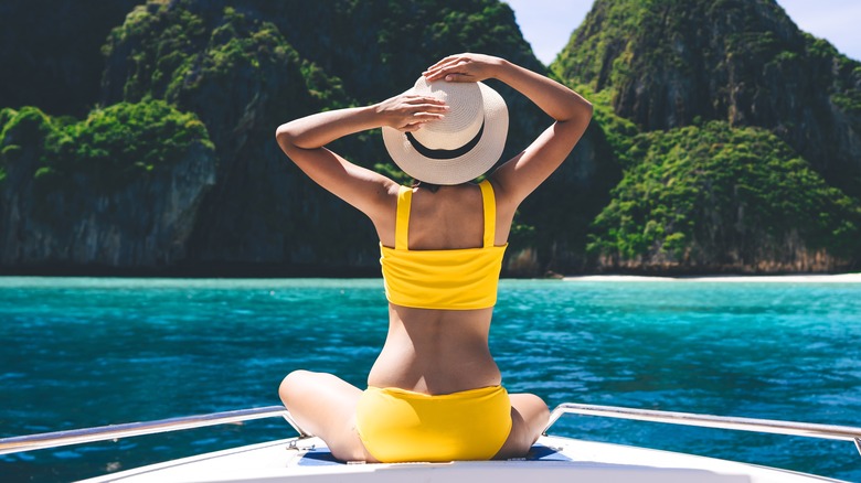 Woman wearing a yellow bikini