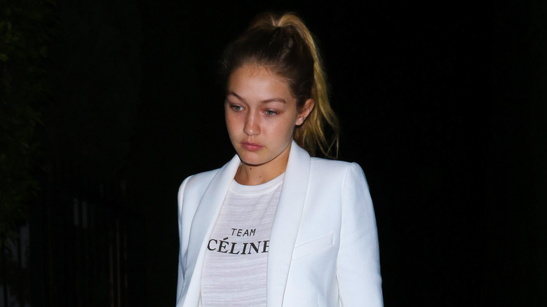 Gigi Hadid wearing white blazer