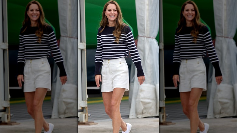 Kate Middleton in white stripes