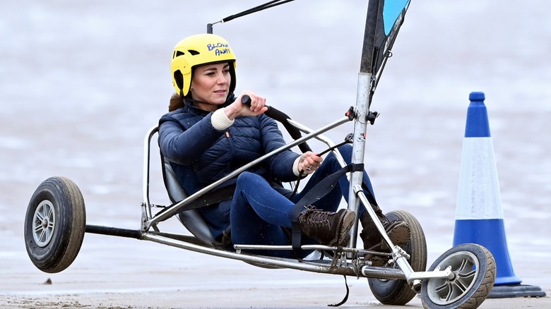 Kate Middleton in navy jacket, jeans