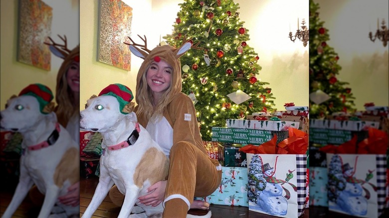 Sydney Sweeney in reindeer outfit