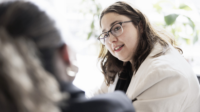 Woman sharing her therapy experience