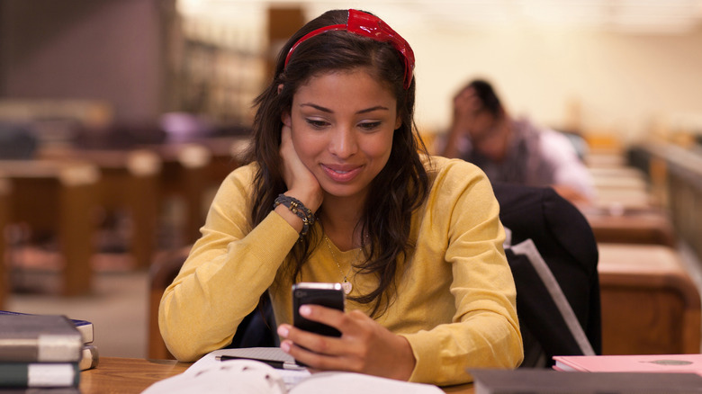 Woman looking at her phone