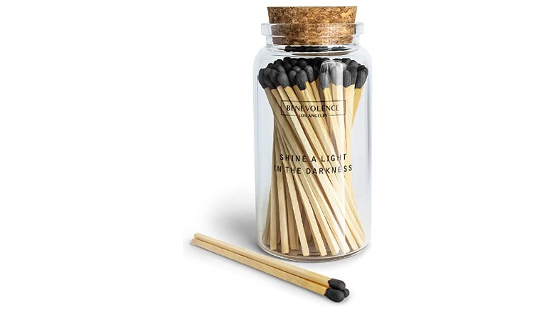 matches in decorative glass bottle