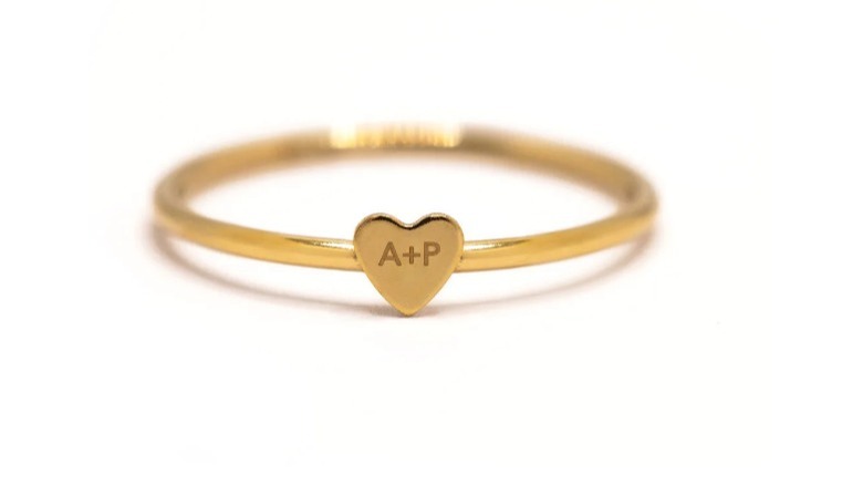 ring gold initials heart couples