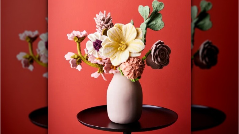 felt flowers in vase