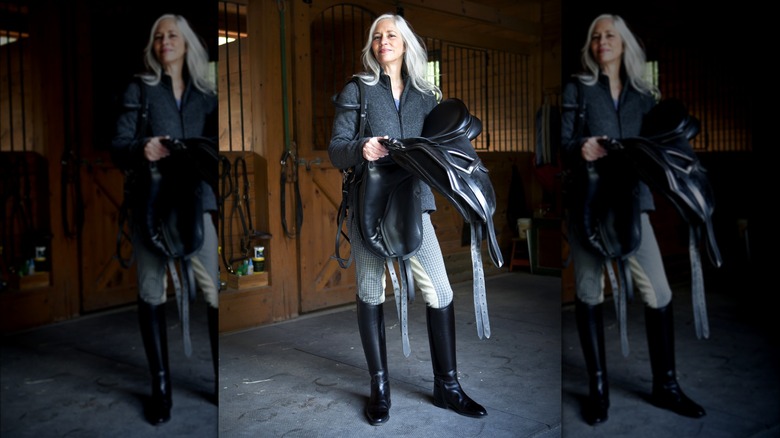 Woman wearing riding boots