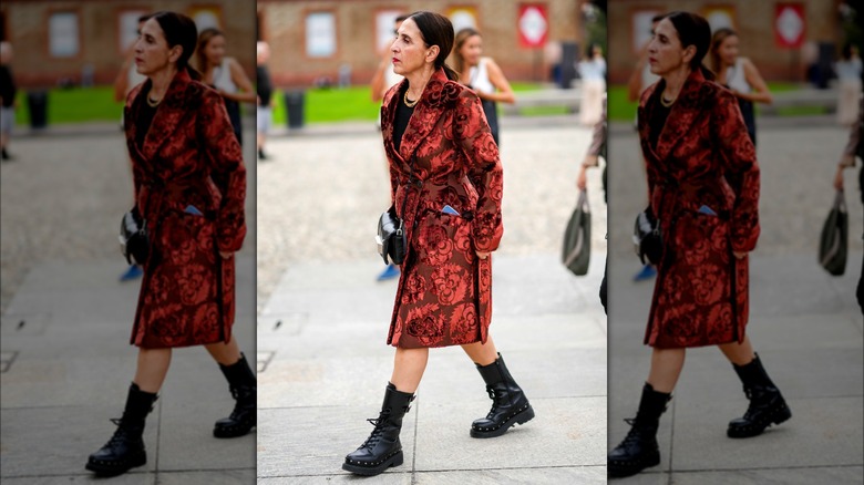 Woman wearing combat boots