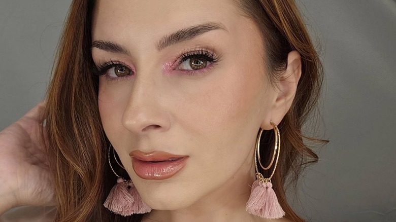 Woman with pink eyeshadow