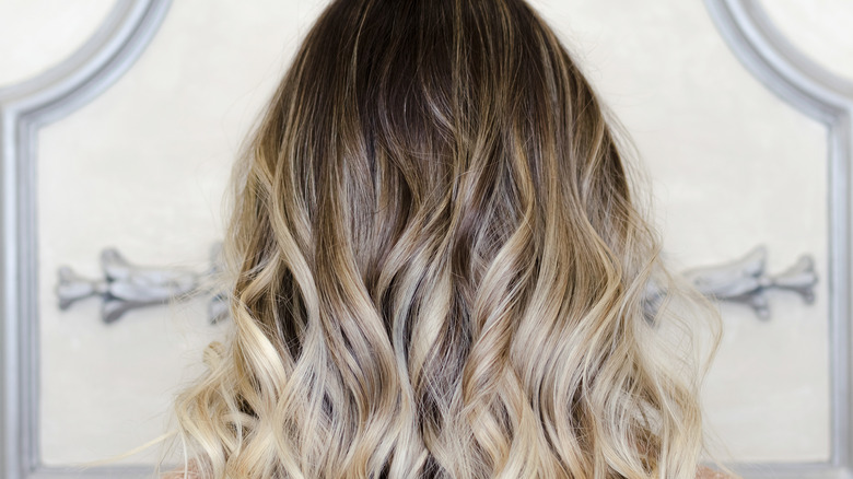 Blond balayage on dark hair