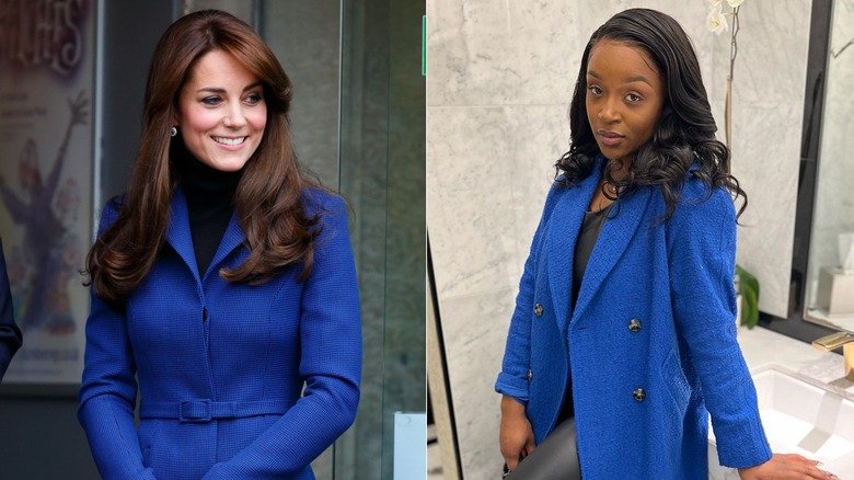Kate Middleton and model wearing blue coats
