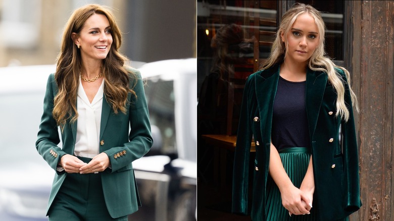 Kate Middleton and model wearing green blazers