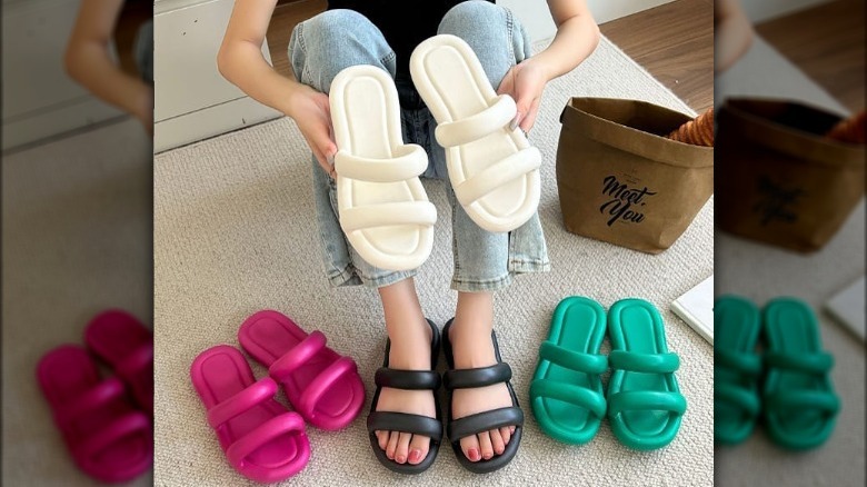 Doubled strapped PVC sandals