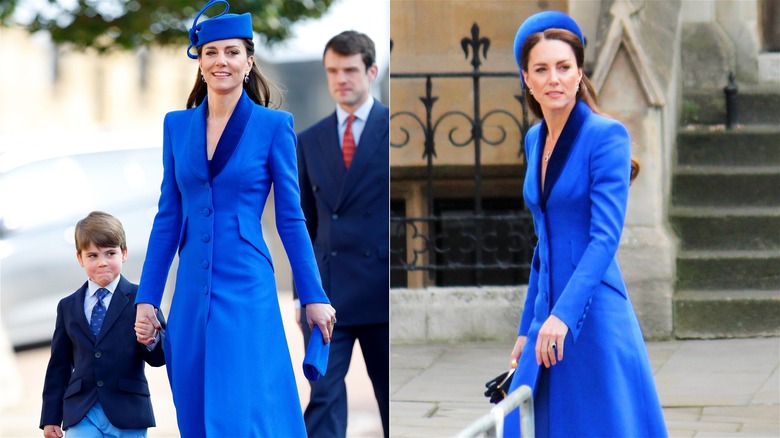 Kate Middleton in cobalt blue coatdress