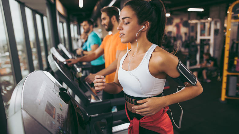 Woman at gym on treadmill 