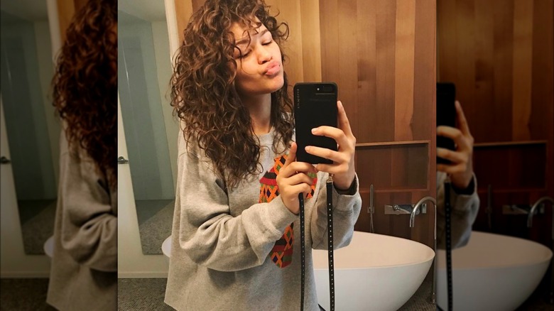 Zendaya taking makeup-free selfie