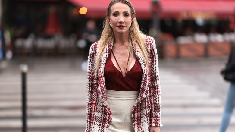 Anna Wohlthat wearing red and white blazer