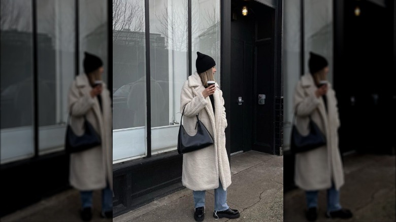 Woman dressed warm with loafers