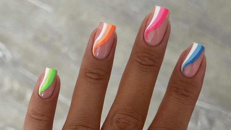 multicolor swirl nails