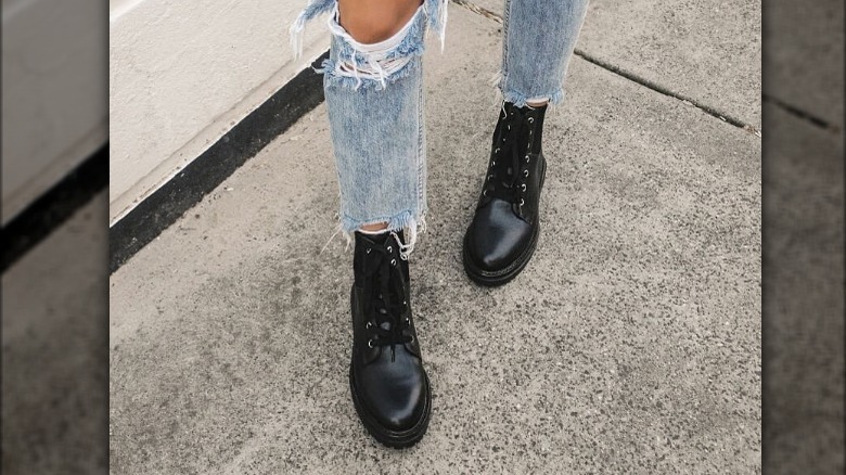 Black combat boots